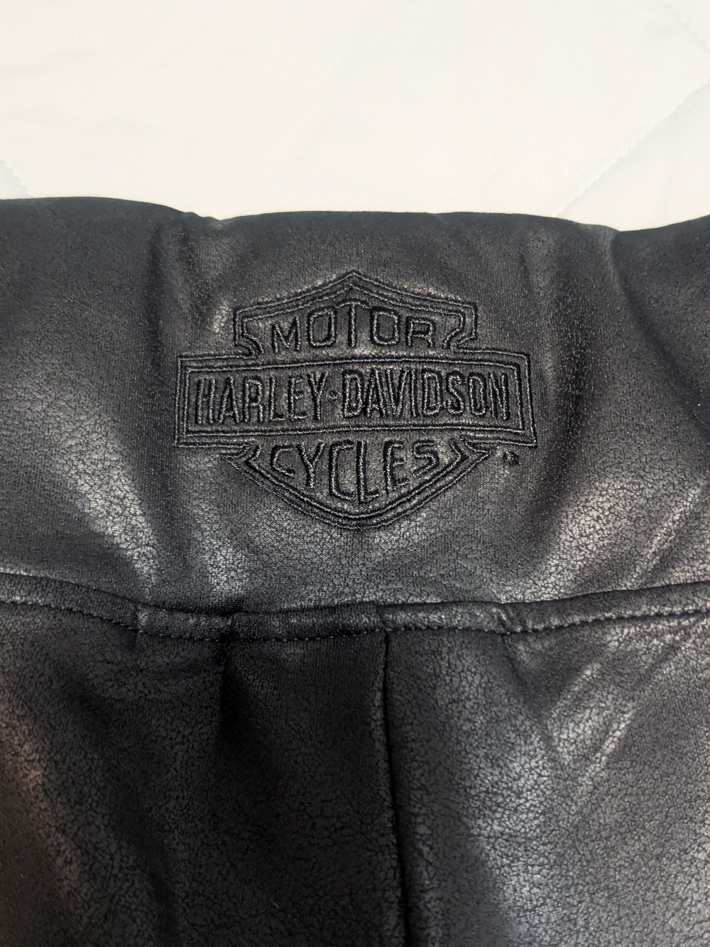 Harley-Davidson Black Vegab Leather Leggings with Embossed Logo
